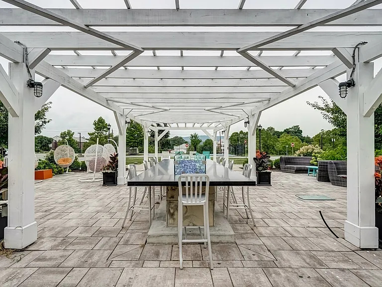 A peaceful mix of greenery and gathering space.