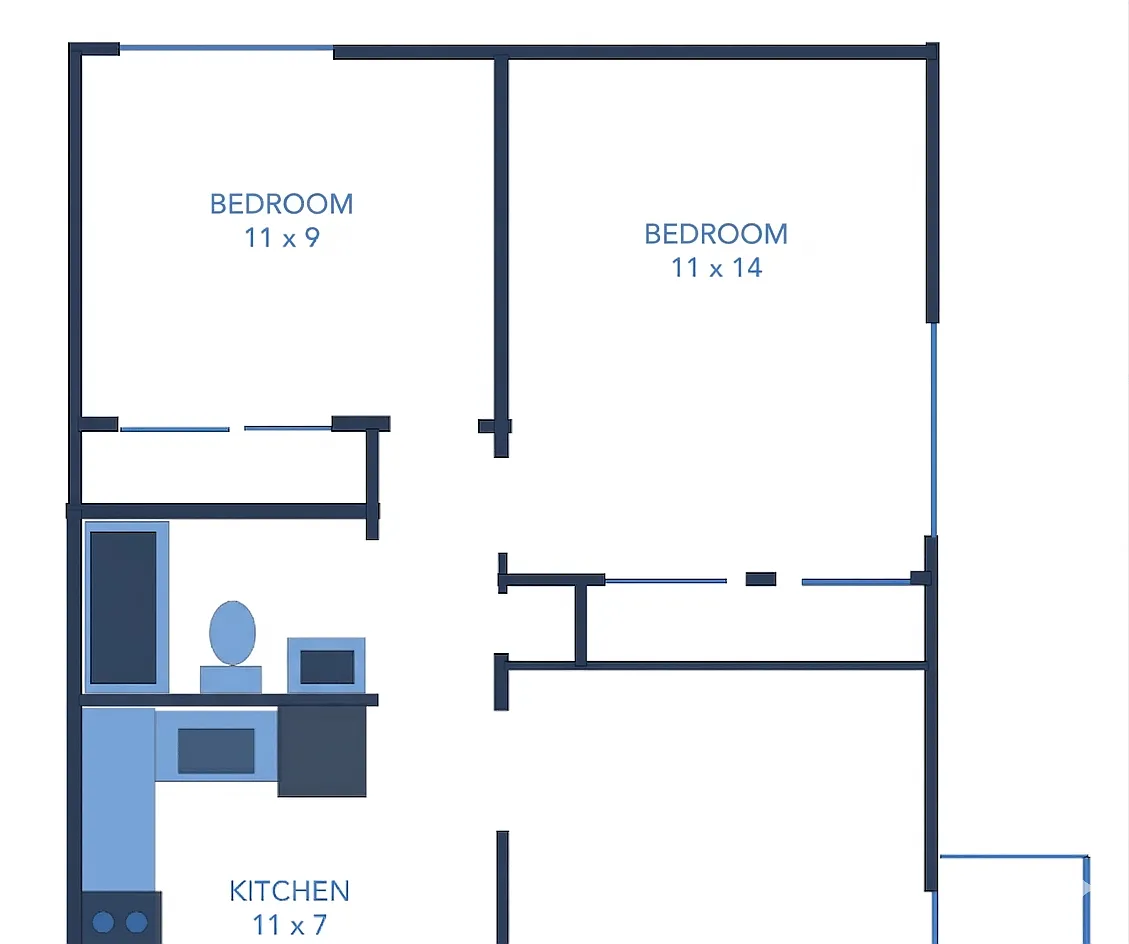 Floor plan 2 Bedroom Apartments