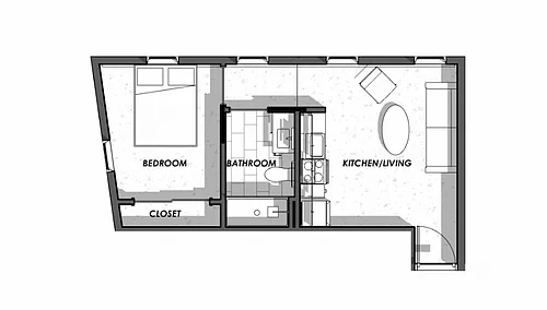 Floor plan 1 Bedroom 930 Bldg