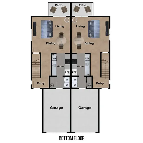 Floor plan 2 bed 2.5 bath TH