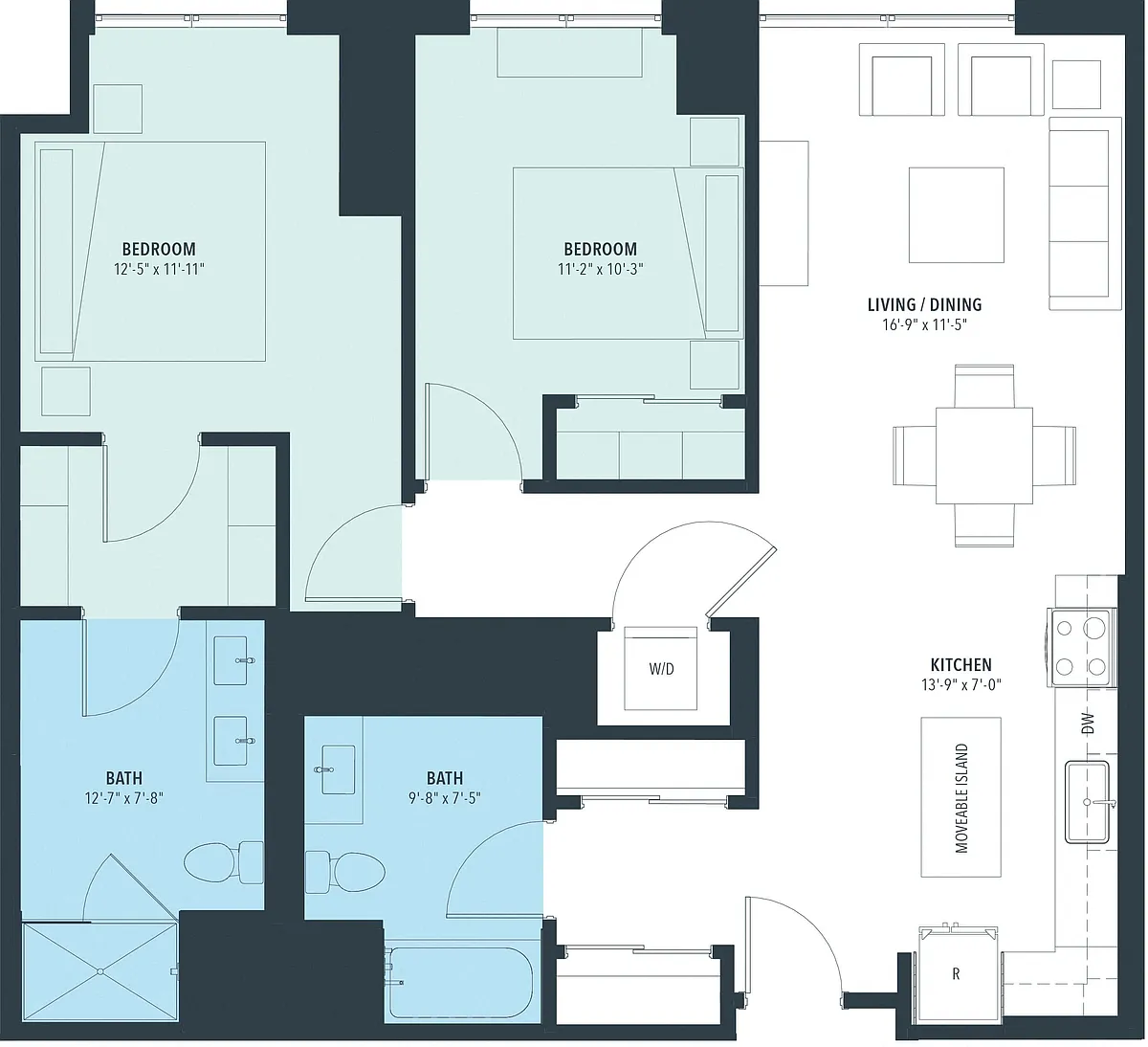 Floor plan 2 Bed/2 Bath-b20c