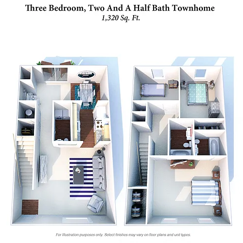 Floor plan Three Bedroom Townhome