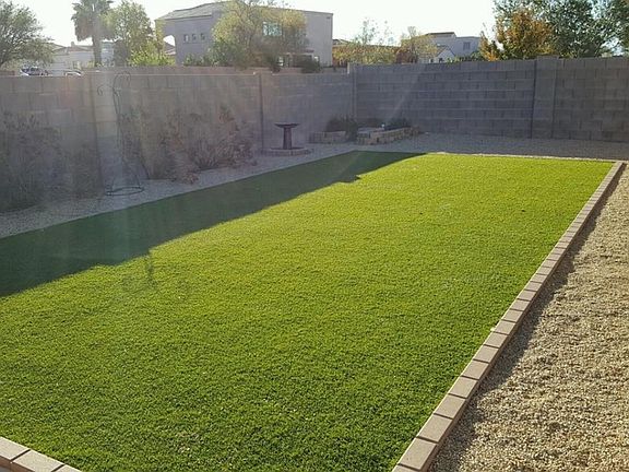 Beautiful backyard with artificial turf