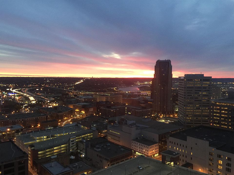 View from living room window - beautiful sunrises over the Mississippi River every morning.