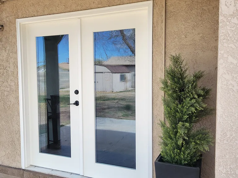 French doors for ambient natural light.