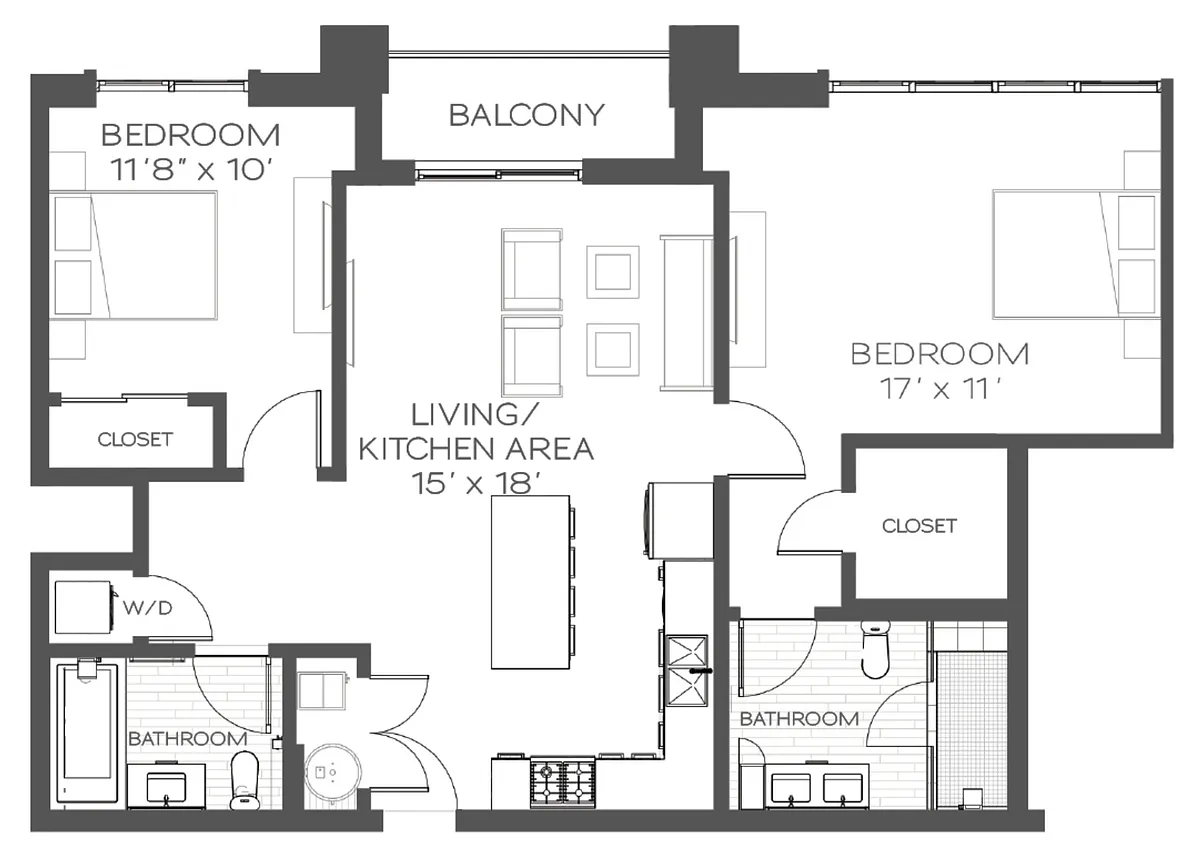 Floor plan 2 Bed/2 Bath-B4