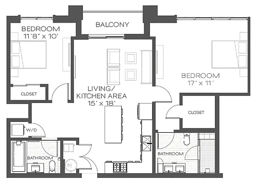 Floor plan 2 Bed/2 Bath-B4
