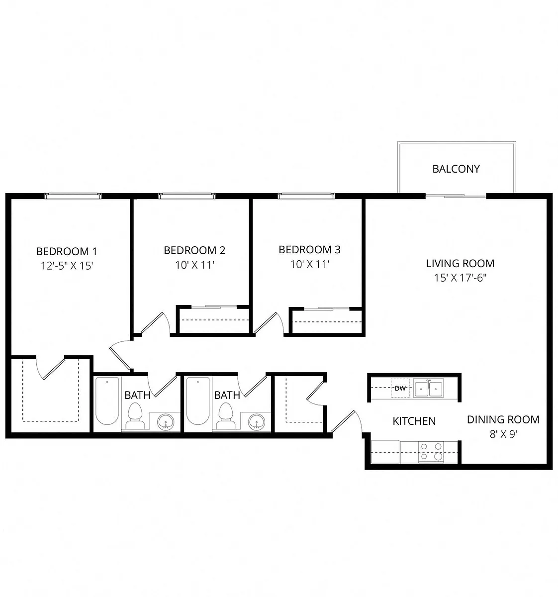Floor plan Three Bedroom
