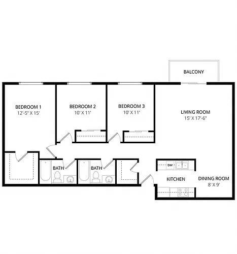 Floor plan Three Bedroom