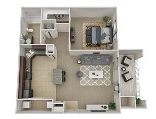 Floor plan 1 Bedroom, 1 Bathroom