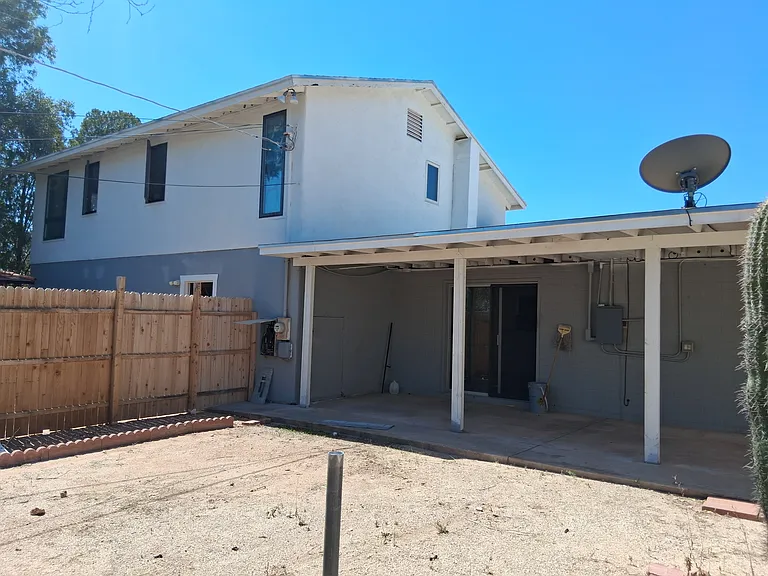 backyard with shaded porch