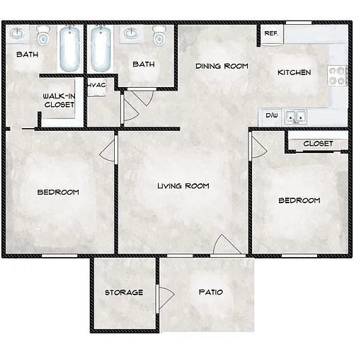Floor plan 2 Bedroom 2 Bathroom
