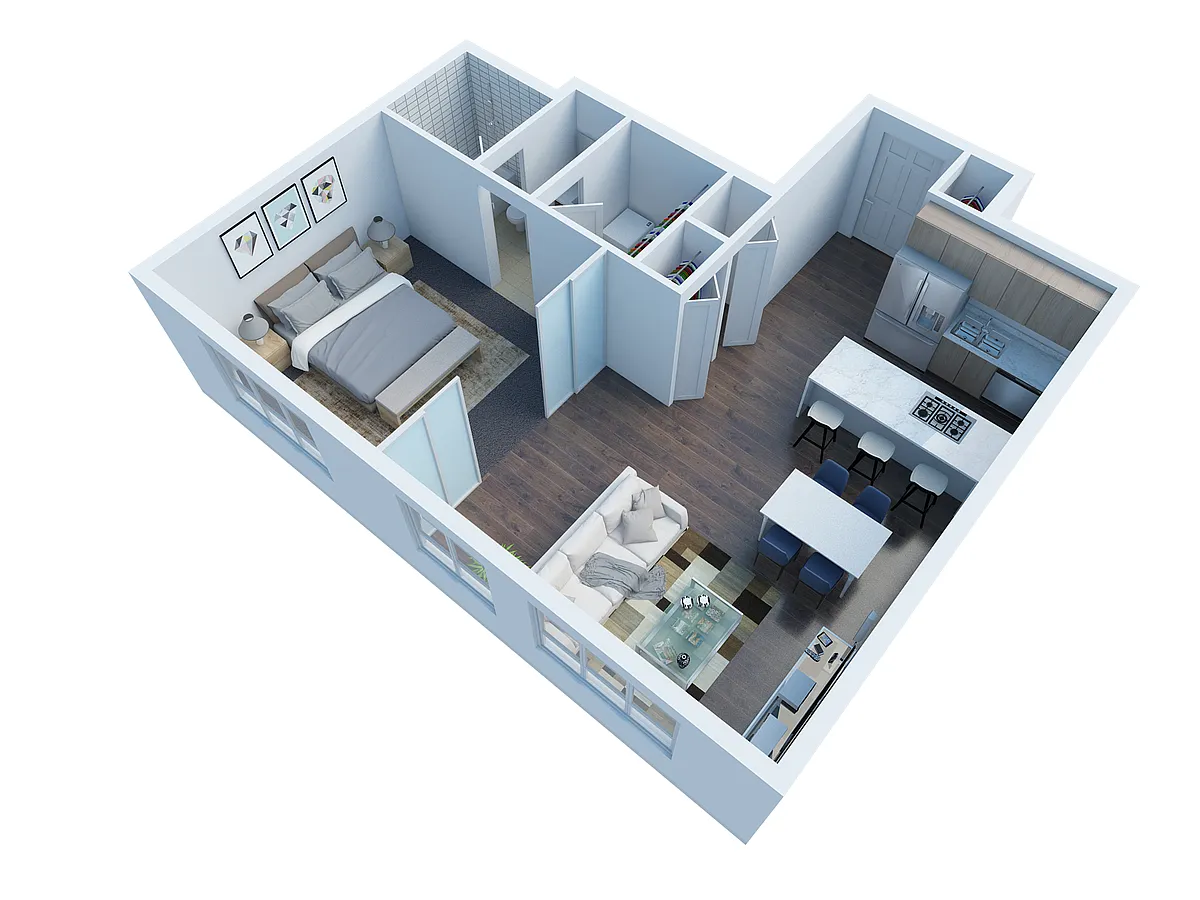 Floor plan One Bedroom A-1