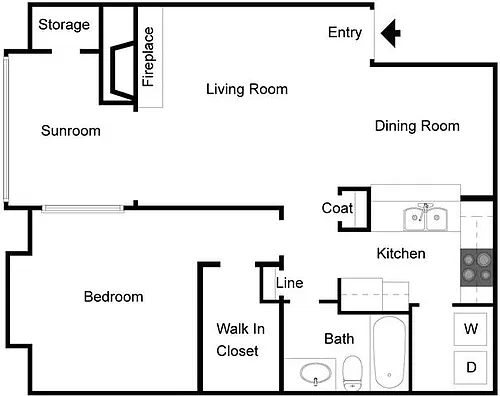 Floor plan 1 Bedroom 1 Bath