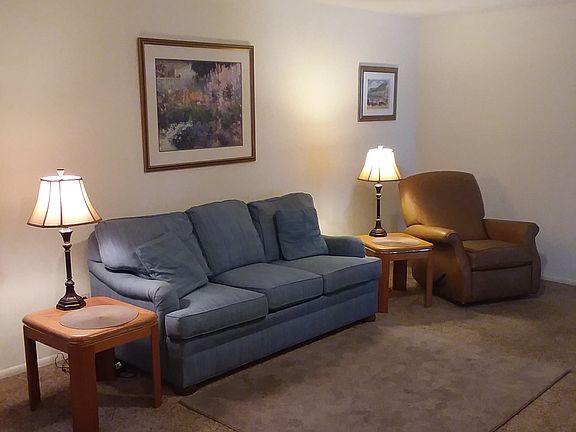 Comfy sofa and recliner.