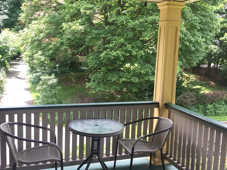 Back porch with ceiling fan