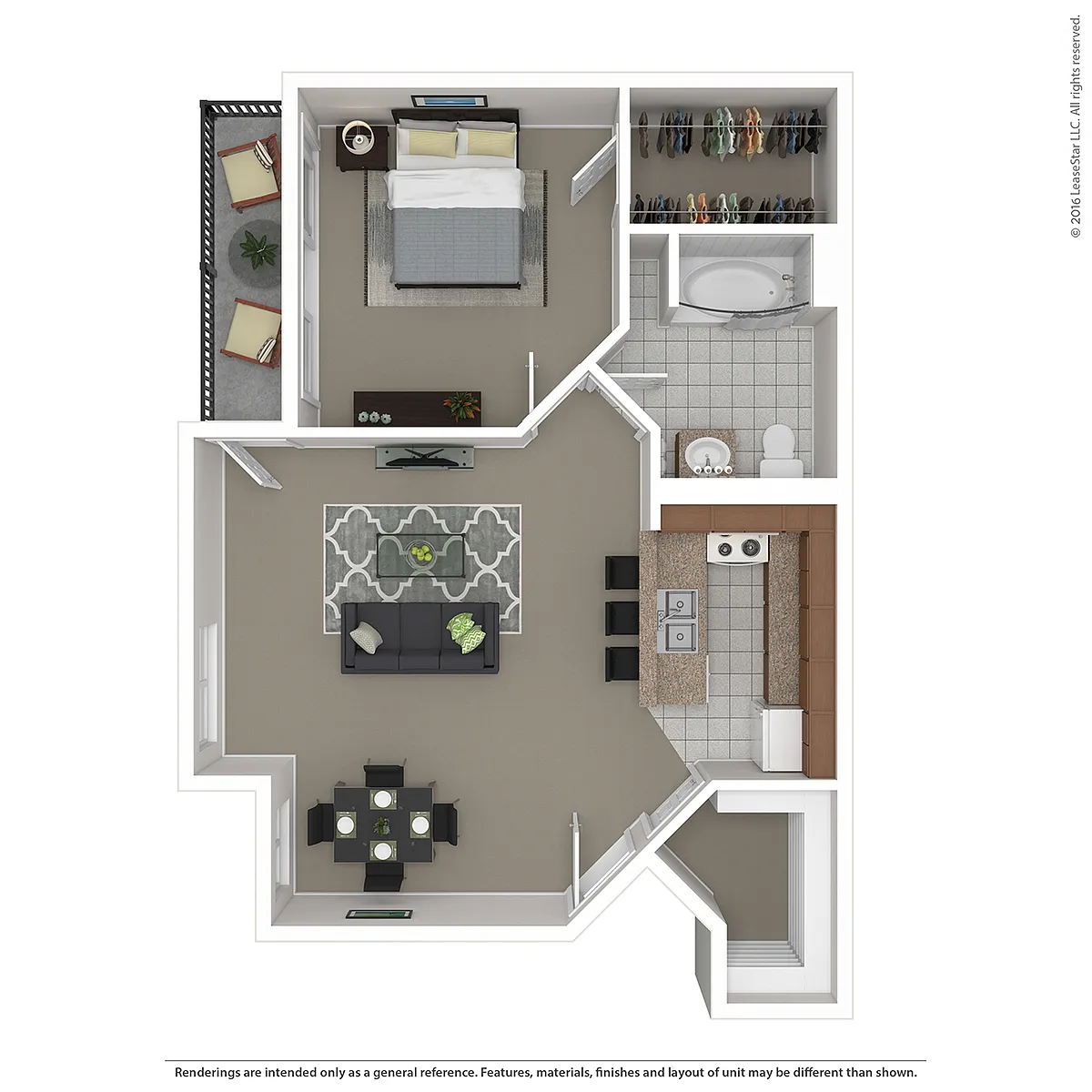 Floor plan Large 1 Bed 1 Bath