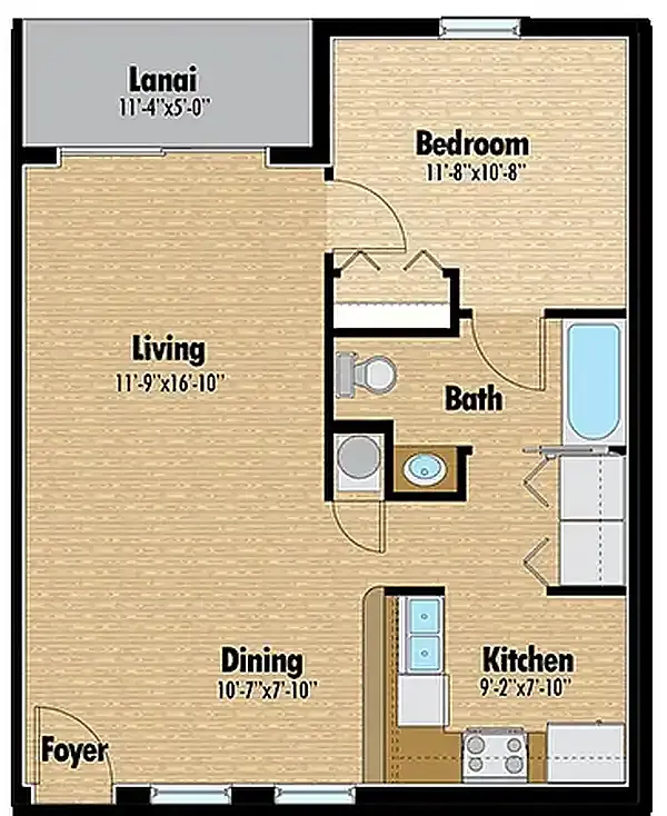 Floor plan Fully Furnished One Bedroom