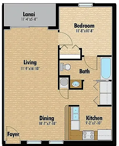 Floor plan Fully Furnished One Bedroom