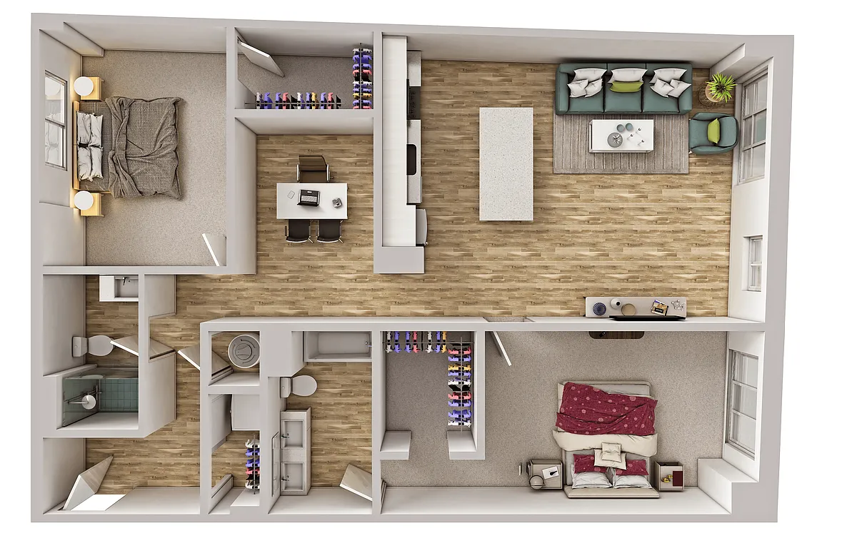 Floor plan Lofts - B6 2 Bedroom / Office