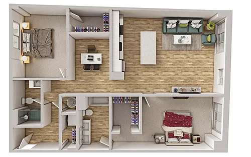Floor plan Lofts - B6 2 Bedroom / Office