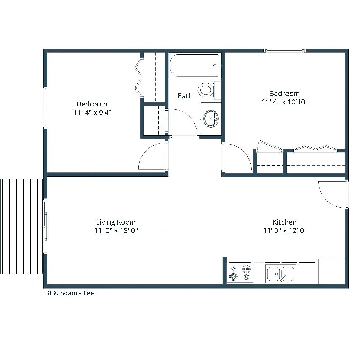 Floor plan Two Bedroom 21A
