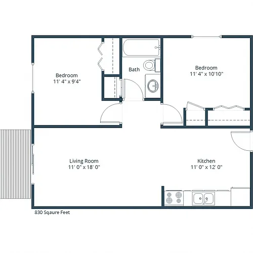 Floor plan Two Bedroom 21A