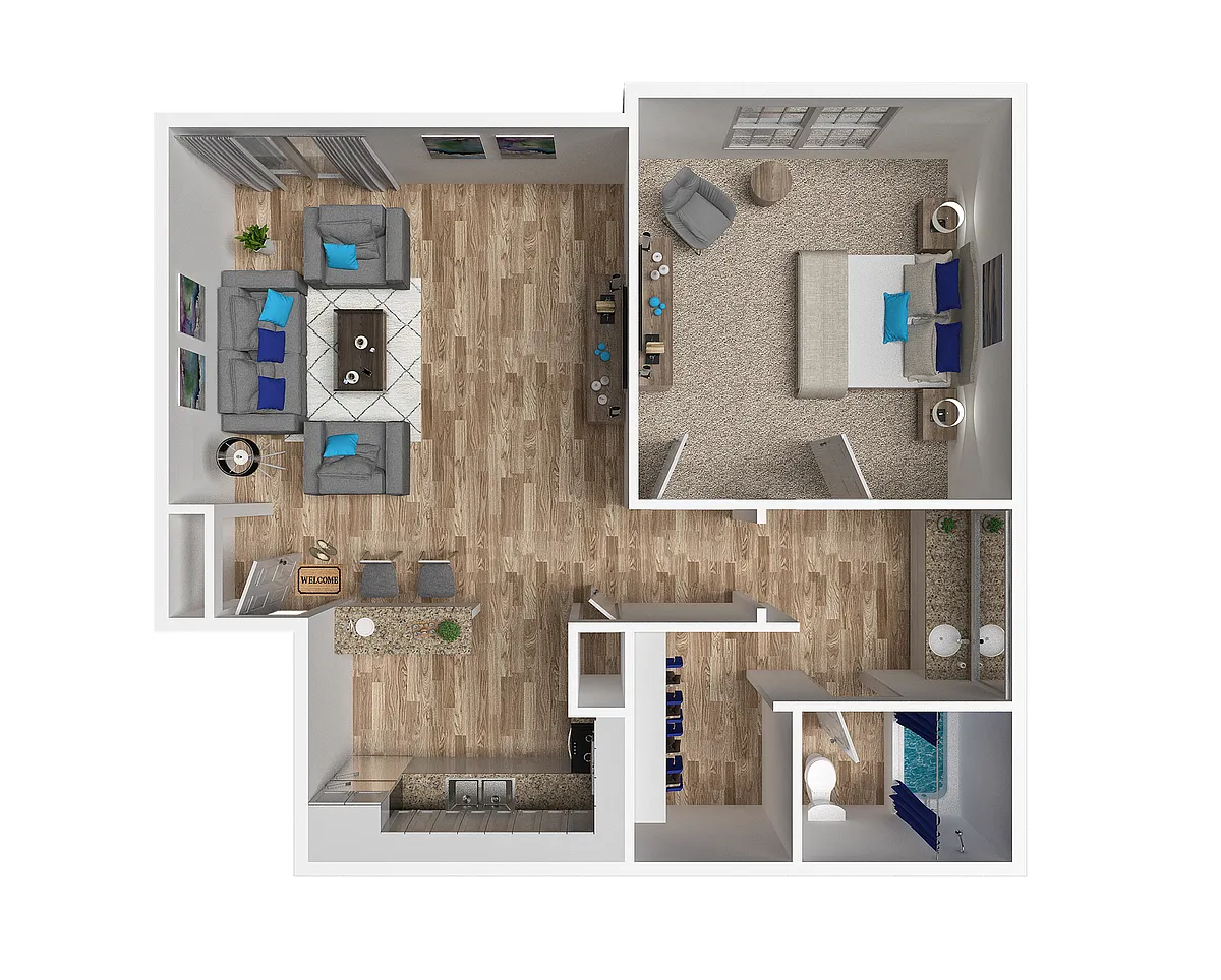 Floor plan One Bedroom One Bath
