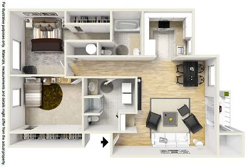 Floor plan Two Bedroom Two Bath
