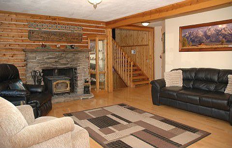 Original moss rock fireplace