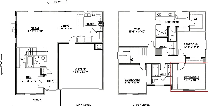 Bedroom 3 floorplan (Upstairs)