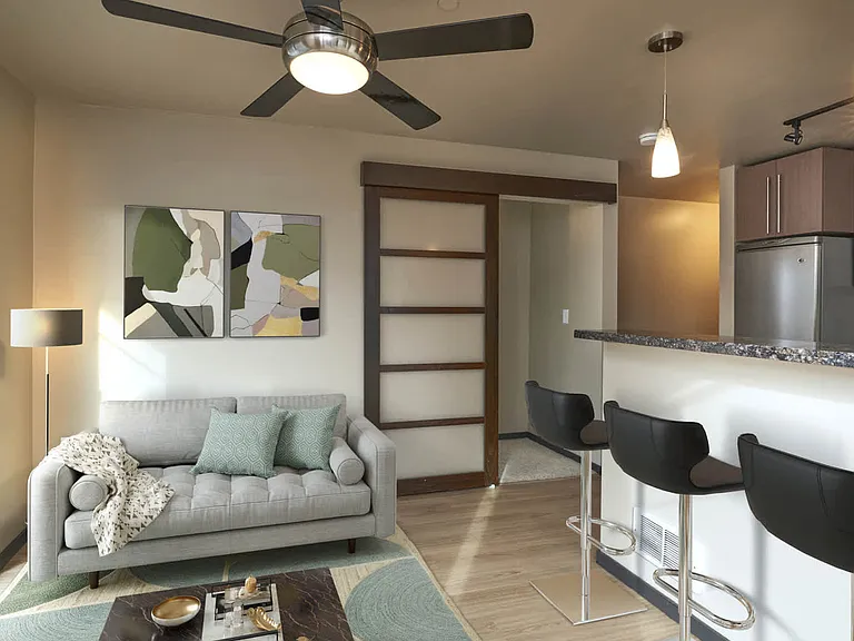 Living Room with Balcony and Hard Surface Flooring