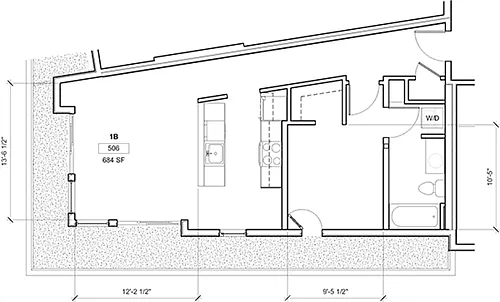 Floor plan 1 Bedroom B