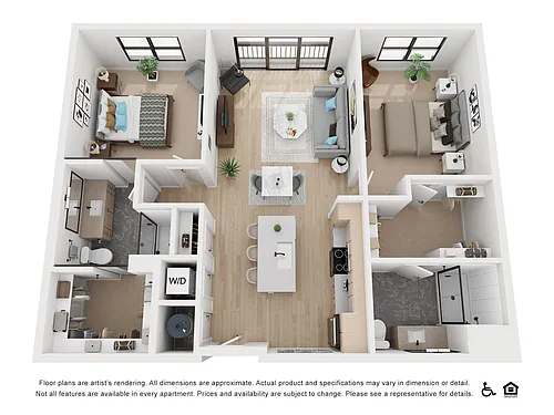Floor plan 2BR/2BA - B1