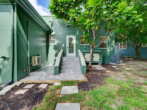 Exterior steps to the back yard.