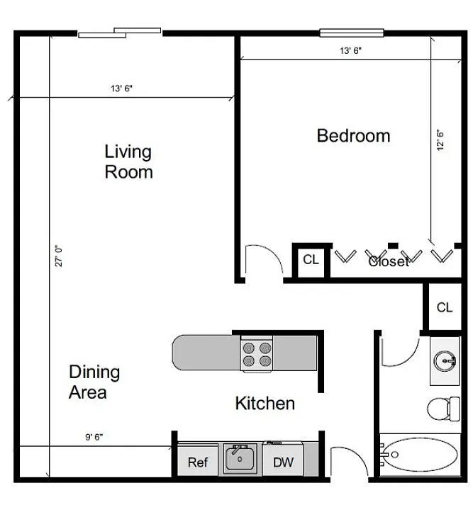 Floor plan One Bedroom