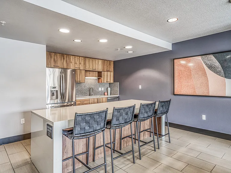 Catering kitchen with cafe-style seating