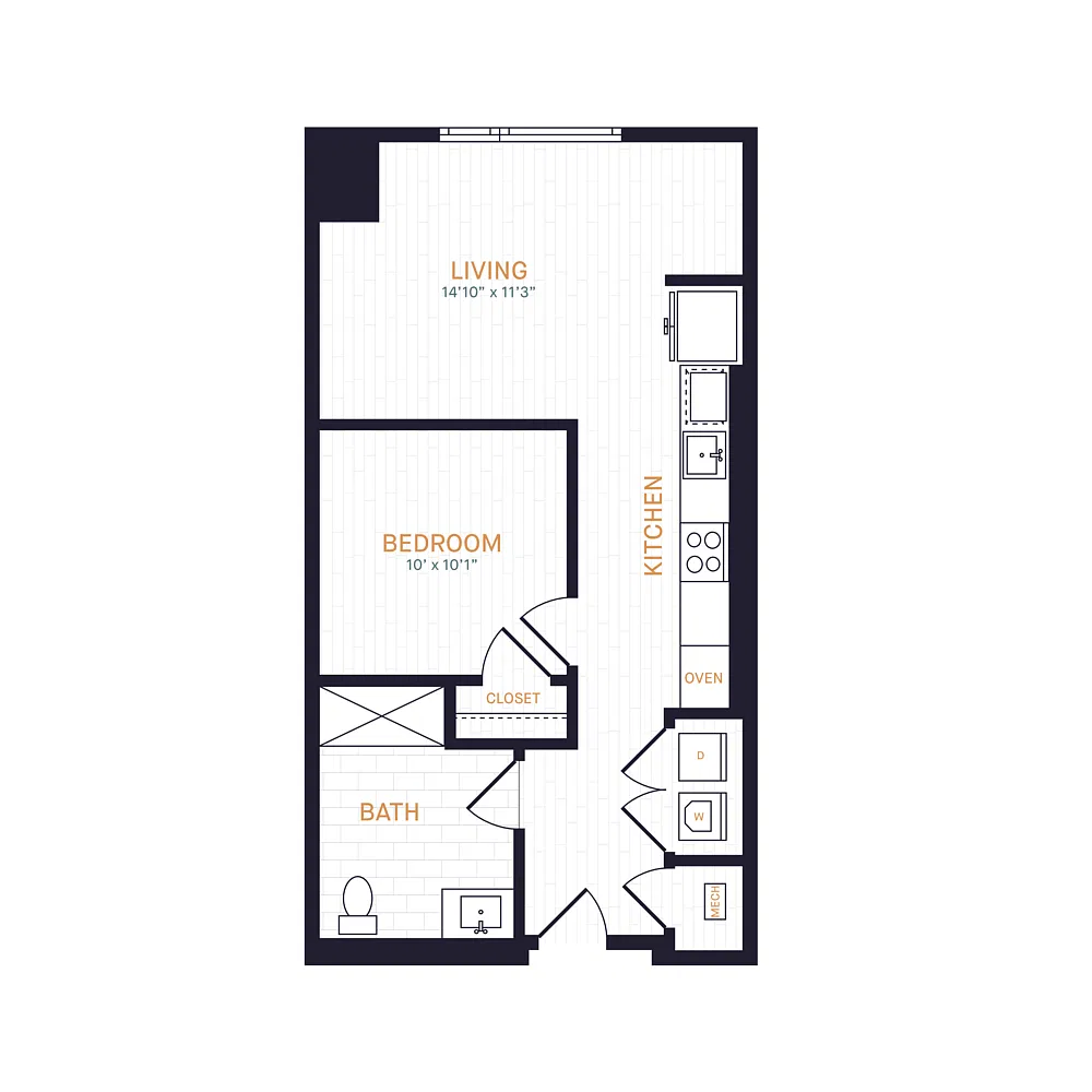 Floor plan J4 BF | 1 Bed | 1 Bath