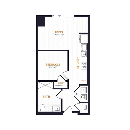 Floor plan J4 BF | 1 Bed | 1 Bath