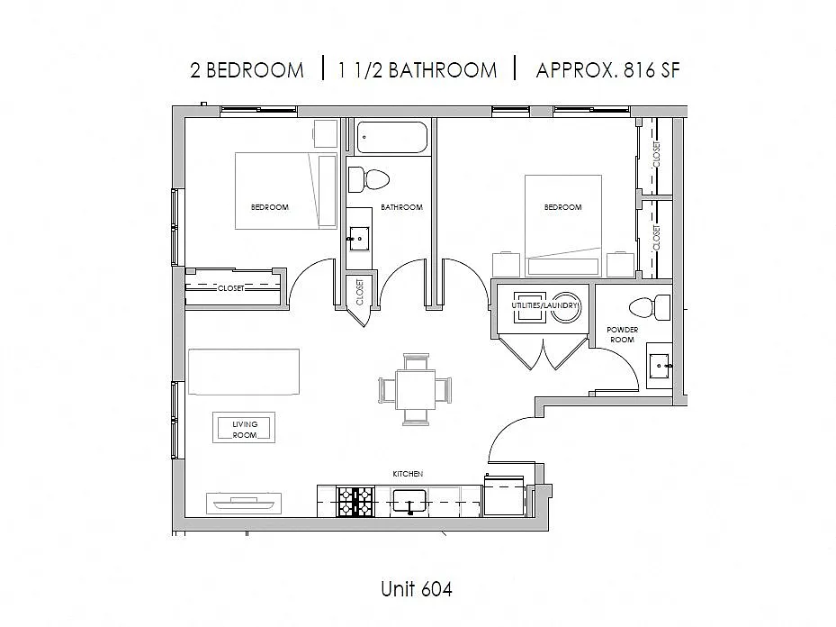 Floor plan Two Bedroom One Half Bath