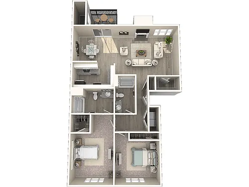 Floor plan 2 Bed 2 Bath Renovated