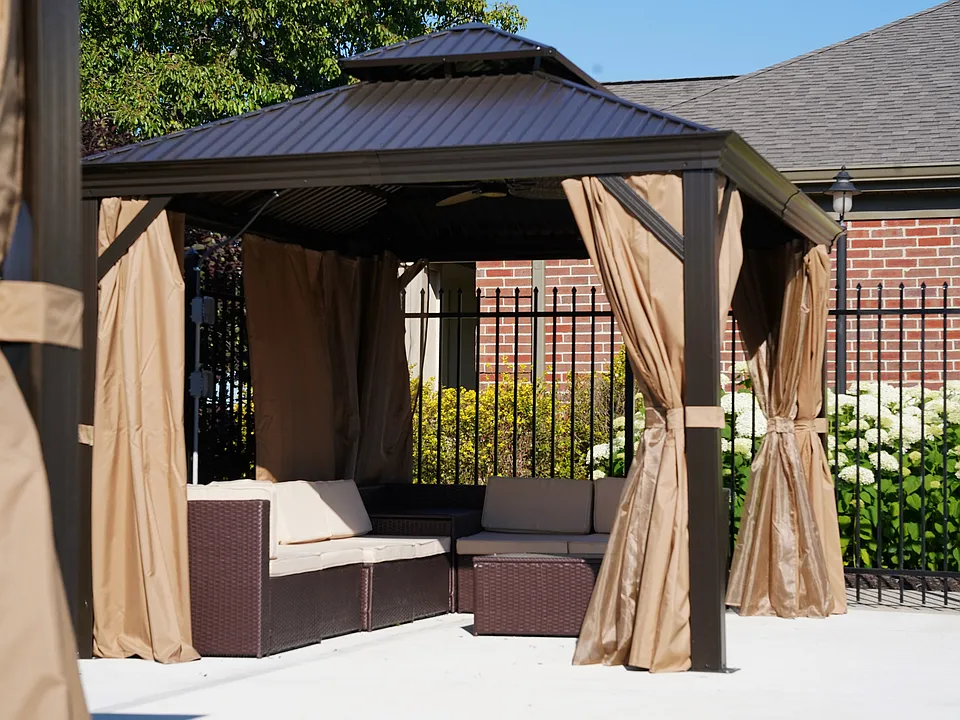 Installed in 2024, our stylish poolside cabana brings a shady retreat and resort-style comfort just steps from the water.