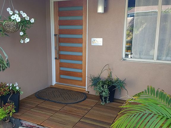 Front door with kitchen window 
(Window has been replaced since)