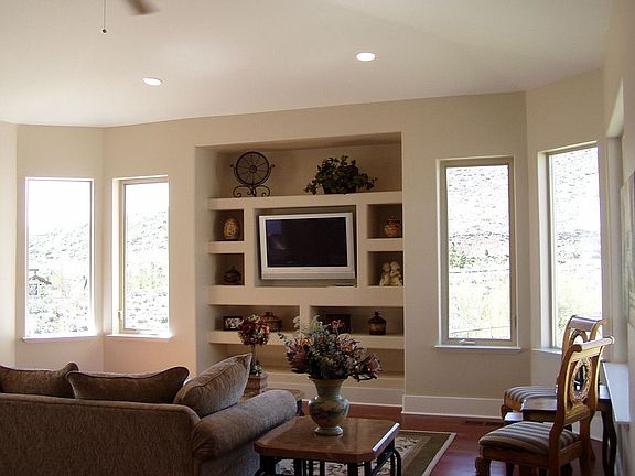 Comfy living area with vaulted ceilings