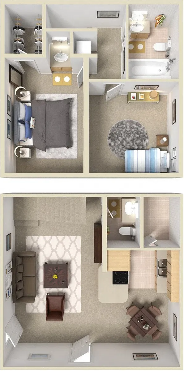 Floor plan 2 Bed Townhome