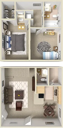 Floor plan 2 Bed Townhome
