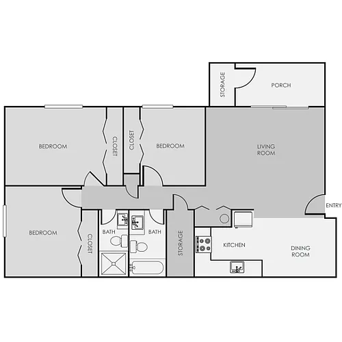 Floor plan 3 Bed 2 Bath Renovated