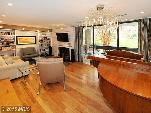 Living Room with wood-burning fireplace