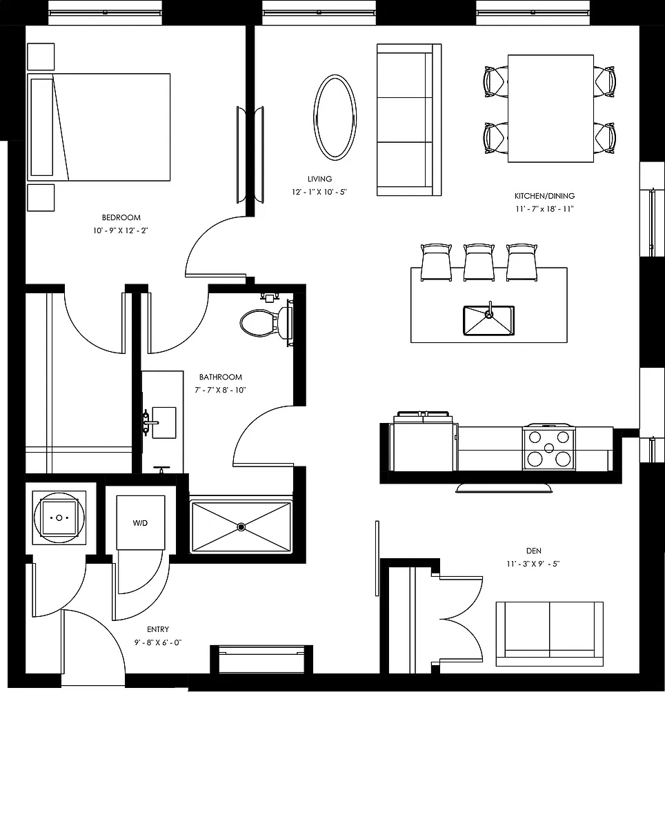Floor plan A9 - One Bedroom + Den