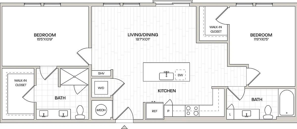 Floor plan 2 Bed/2 Bath-B3-ALT
